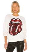 Madeworn Rolling Stones Sequins Sweatshirt In White