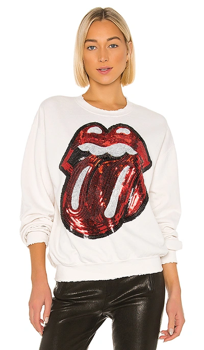 Madeworn Rolling Stones Sequins Sweatshirt In White