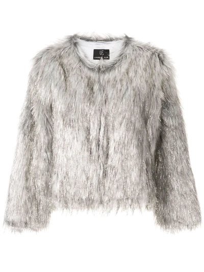 Unreal Fur Metallic Textured Jacket In Grey