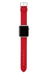 Tory Burch The Mcgraw Apple Watch Leather Watch Strap/38mm & 40mm In Red