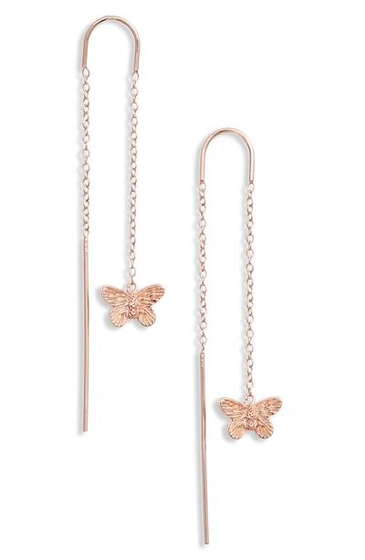 Olivia Burton Butterfly Threader Earrings In 18k Rose Gold- Or Gold-plated Sterling Silver