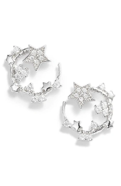 Olivia Burton Small Crystal Celestial Swirl Front & Back Hoop Earrings, 0.6" In Silver