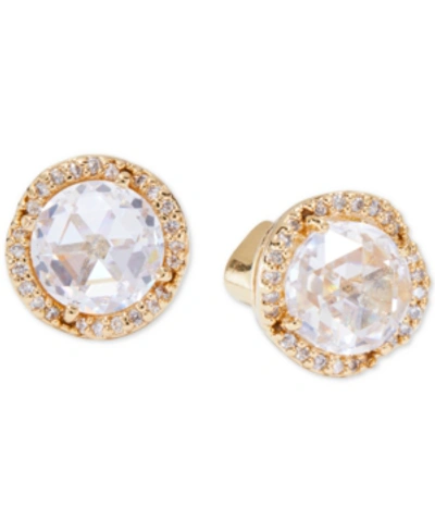 Kate Spade Silver-tone Pave & Large Crystal Round Stud Earrings In Clear/gold