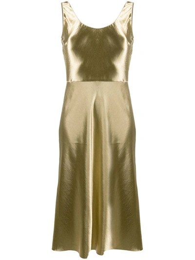 Vince Metallic Fluster Midi Dress In Gold