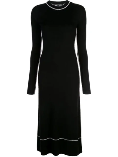 Proenza Schouler Silk Blend Long Sleeve Midi Dress In Black
