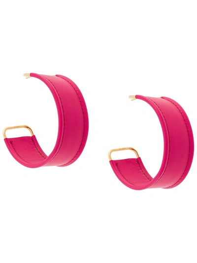 Jacquemus Les Fauteuils Big Hoop Leather Earrings In Fuchsia