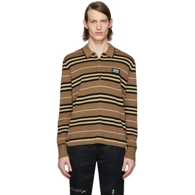 Burberry Icon Stripe Knitted Polo Shirt In Brown,beige,black