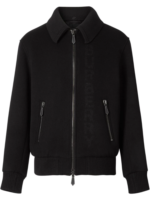 Burberry Detachable Knit Collar Wool Cashmere Bomber Jacket In Black ...
