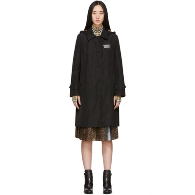 Burberry Oxclose Logo Patch Hooded Taffeta Coat In Black