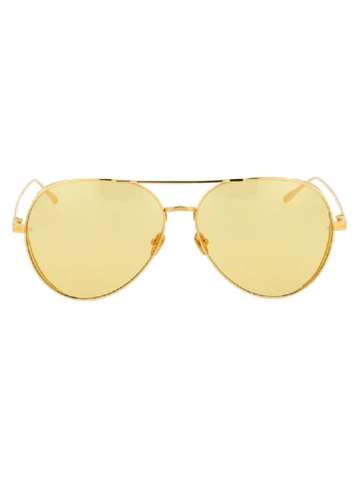 Linda Farrow Sunglasses In Yellow Gold Yellow Yellow