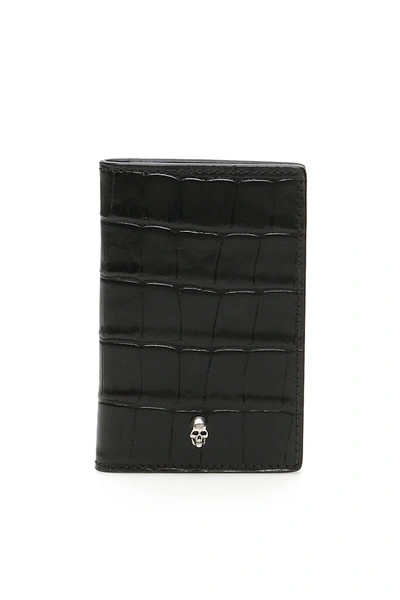 Alexander Mcqueen Skull Bi-fold Cardholder In Black