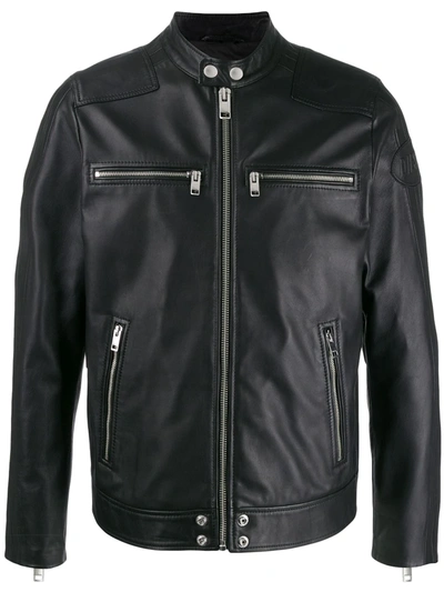 Diesel Leather Jacket With Zip In Black
