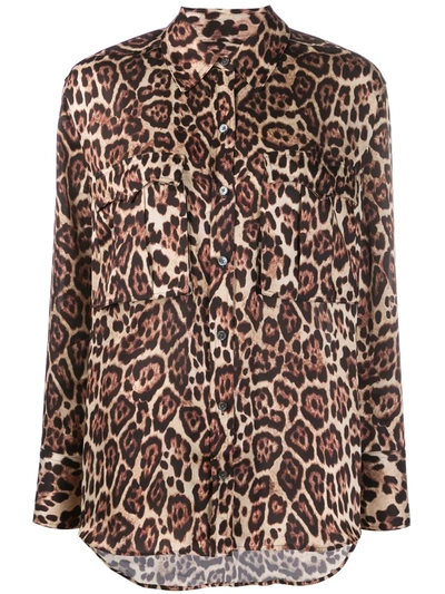 Equipment Leopard-print Long-sleeve Shirt In Black