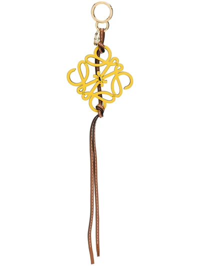 Loewe Anagram Leather Charm In Yellow