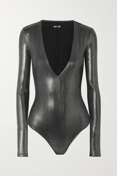 Alix Nyc Stretch-lamé Bodysuit In Silver