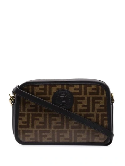 Fendi Brown And Black Ff Camera Leather Cross Body Bag In Black & Brown