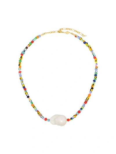 Anni Lu 18k Gold-plated Alaia Rainbow Beaded Pearl Necklace In Mix