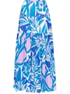 Emilio Pucci Printed Tiered Cotton Maxi Skirt In Blue