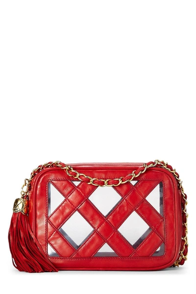 Pre-owned Chanel Red Quilted Vinyl Camera Bag