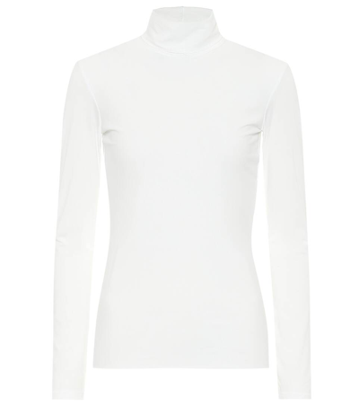 Jil Sander Stretch-cotton Jersey Turtleneck Top In White