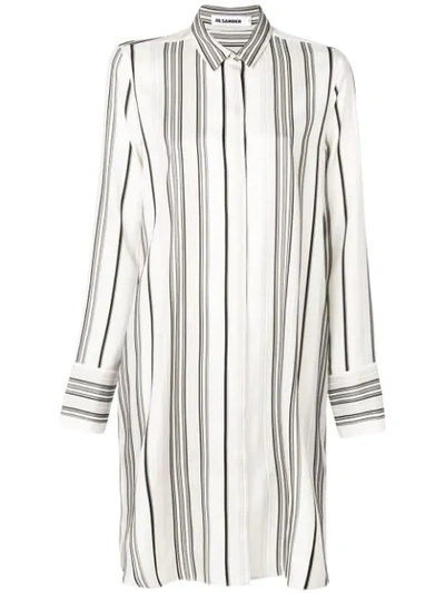 Jil Sander Striped Silk-poplin Shirt Dress In White