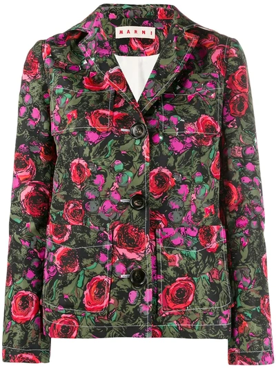 Marni Floral Single Breasted Blazer In Pink