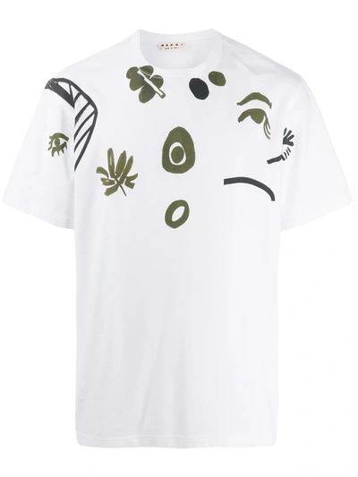 Marni Frontal Placed Print T-shirt In White