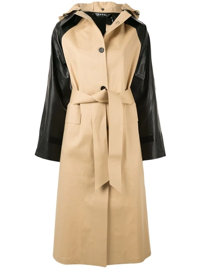 Kassl Editions Contrasting Sleeve Trench Coat In Brown