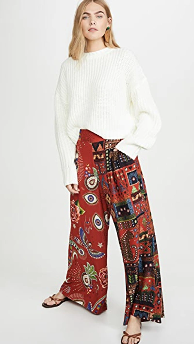 Farm Rio Mistic Red Mixed Print Pants In Red Multi