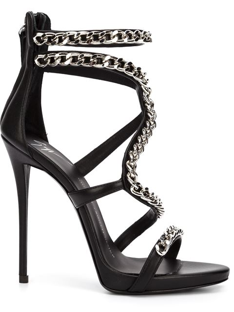 Giuseppe Zanotti Chain-wrapped Leather Sandals In Black | ModeSens