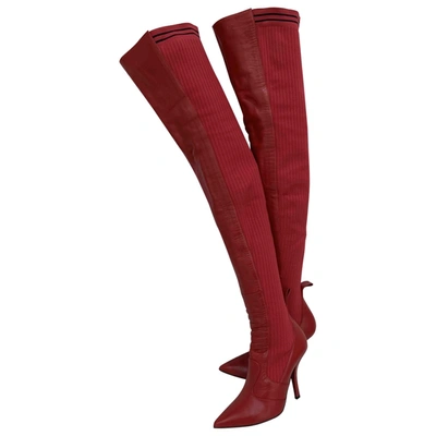 Pre-owned Fendi Cloth Boots In Red