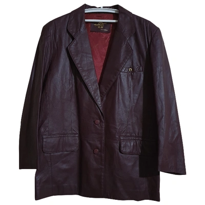 Pre-owned Etienne Aigner Leather Blazer In Burgundy
