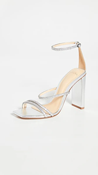 Alexandre Birman Lacy Zircone Sandals 100mm In Silver/silver Crystal