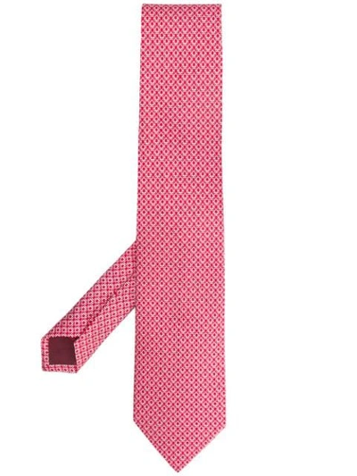 Ferragamo Monogram Print Tie In Red