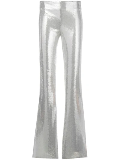 Galvan Galaxy Flared Sequinned Pants In Silver