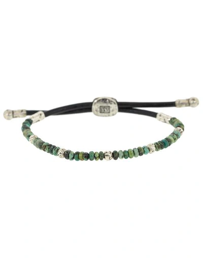 John Varvatos Adjustable Turquoise Sterling Silver And Leather Bead Bracelet