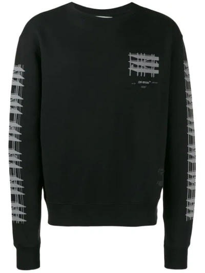 Off-white Black Reflective-print Cotton Sweatshirt