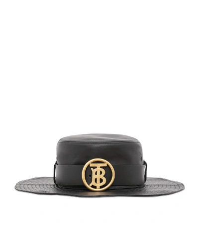 Burberry Monogram Motif Belt Detail Lambskin Desert Hat In Black
