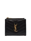 Saint Laurent Monogram-embellished Leather Wallet In 黑色