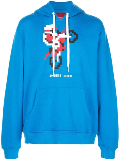 Mostly Heard Rarely Seen 8-bit Motorcycle Print Hoodie In Blue