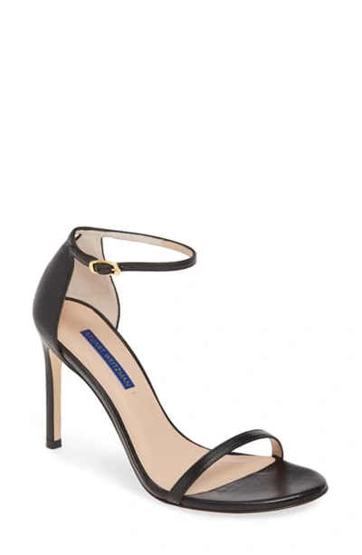 Stuart Weitzman Nudistsong Ankle Strap Sandal In Black Dress Nappa