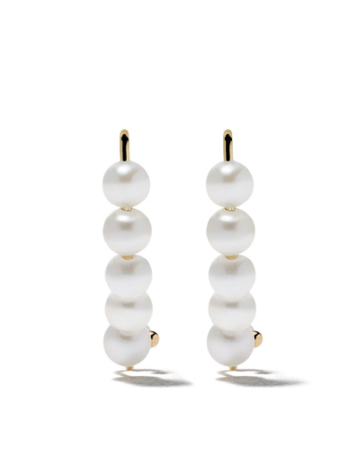 Mizuki 14kt Yellow Gold 5 Pearls Pin Earrings