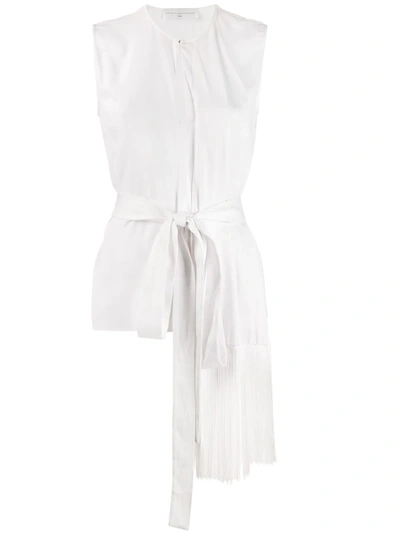 Victoria Victoria Beckham Fringe-tied Sleeveless Blouse In White