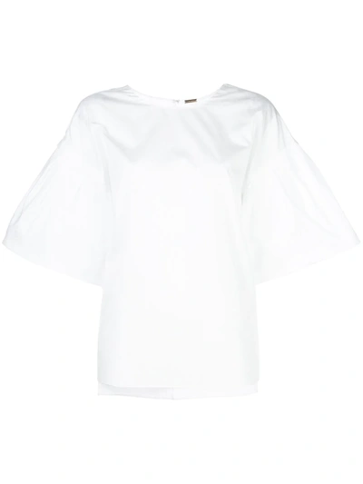 Adam Lippes Short-sleeve Loose Blouse In White