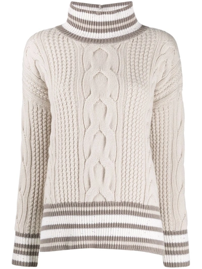 Lorena Antoniazzi Cable Knit Jumper In Brown