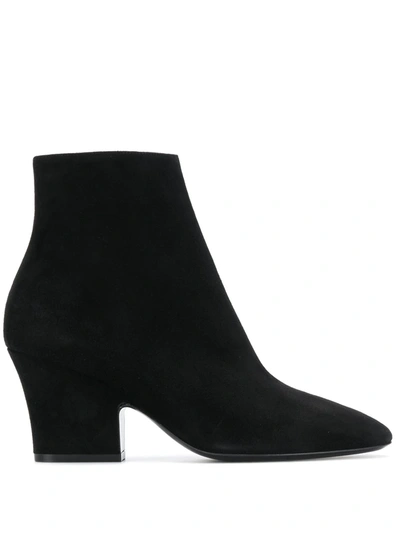 Ferragamo Curved Heel 75mm Ankle Boots In Black