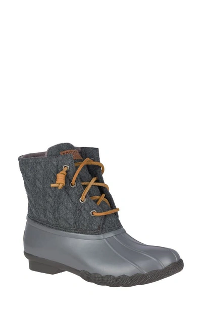 Sperry Saltwater Rain Boot In Grey Rope Fabric