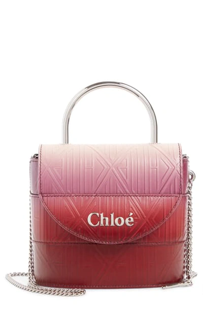Chloé Aby Lock Monogram Embossed Leather Crossbody Bag In Purple/ Brown
