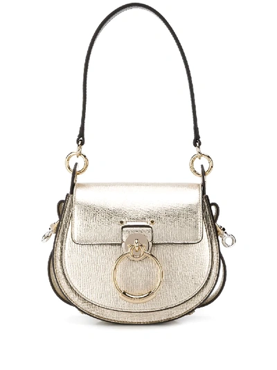 Chloé Small Tess Metallic Leather Shoulder Bag In Gold