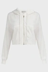Wildfox Kinley Hooded Crop Cotton Blend Sweatshirt In White